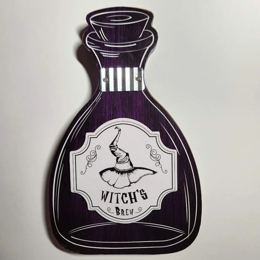 New Set of 3 Halloween Decor Wooden Potions Wood Decorations Bat Blood Witch's B
